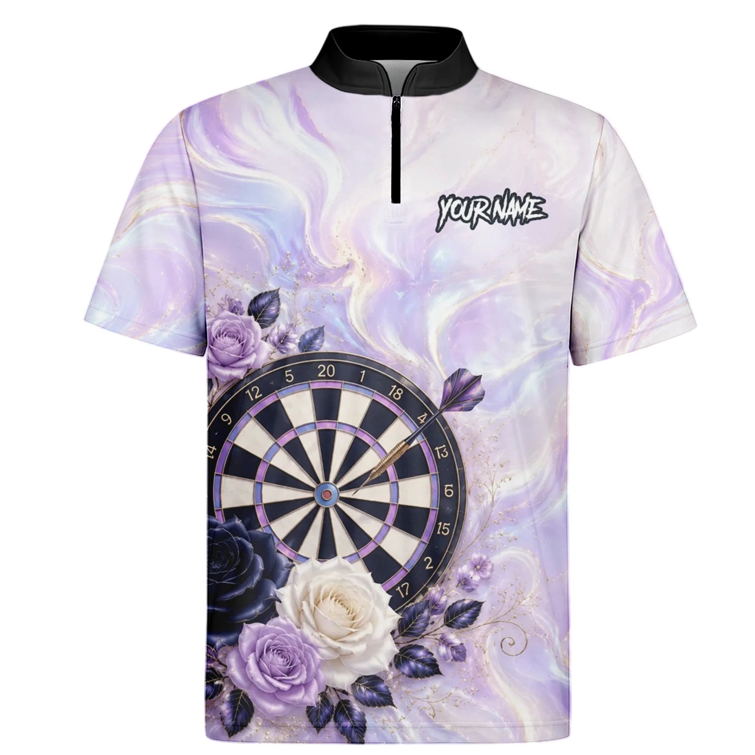 Personalisiertes Lila Marmor-Rosen Dart Poloshirt für Herren S206