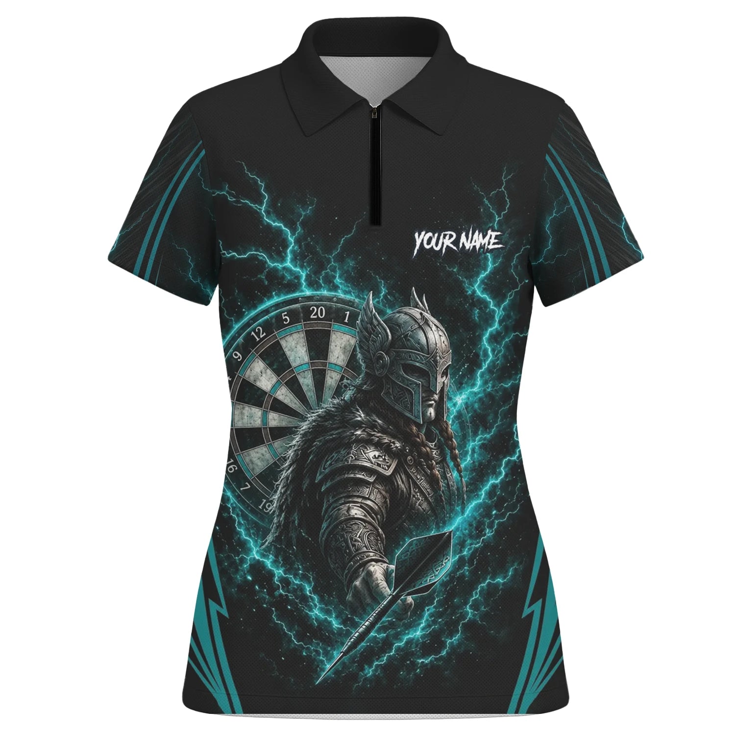 Personalisiertes Türkises Wikinger-Blitz Dart Poloshirt für Damen O328