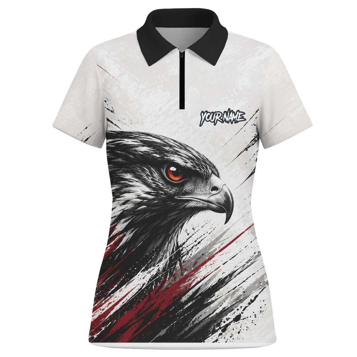 Personalisiertes Dartshirt mit weiß-schwarz-rotem Adler für Damen Z577