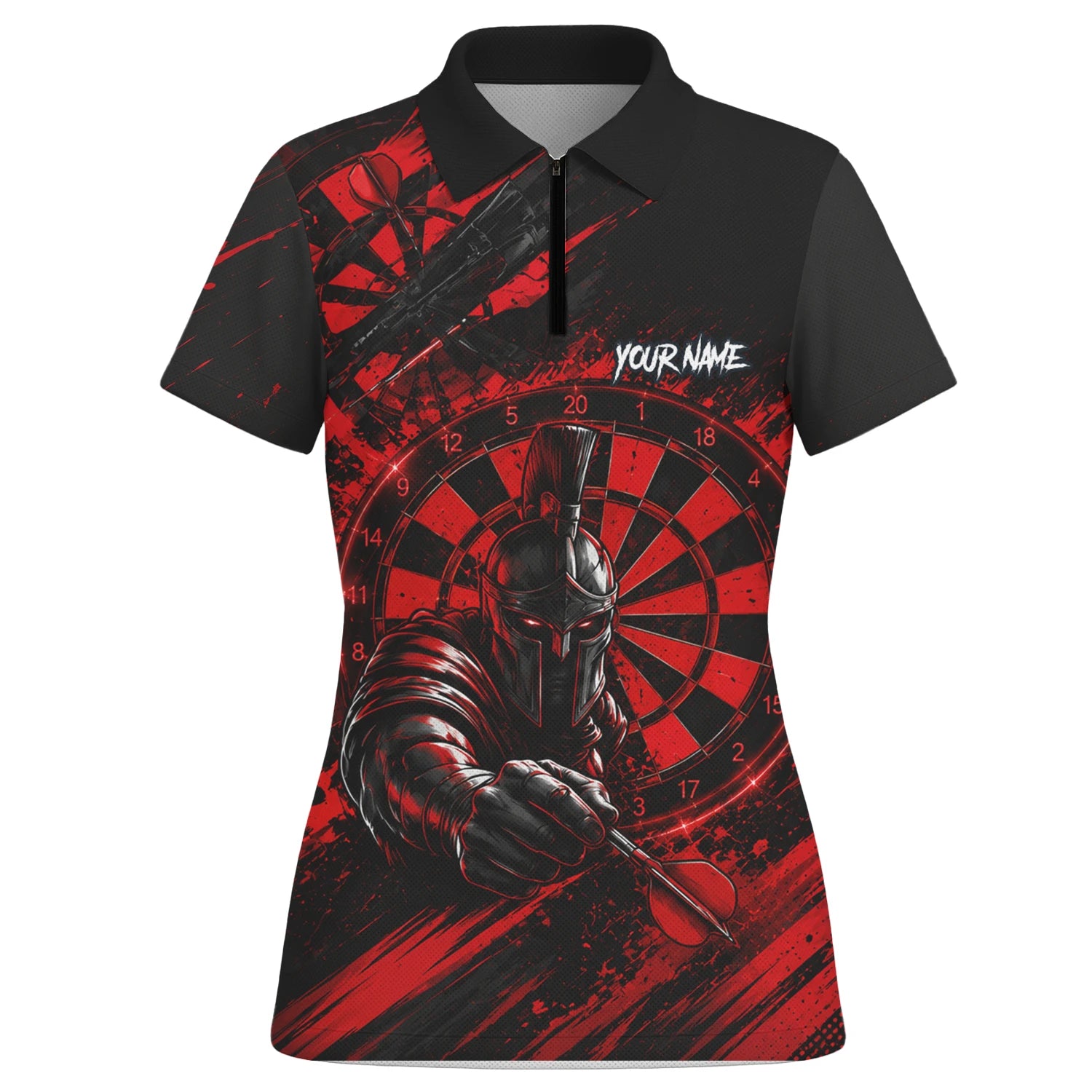 Personalisiertes Rot-schwarzes Spartaner Dart Poloshirt für Damen W276