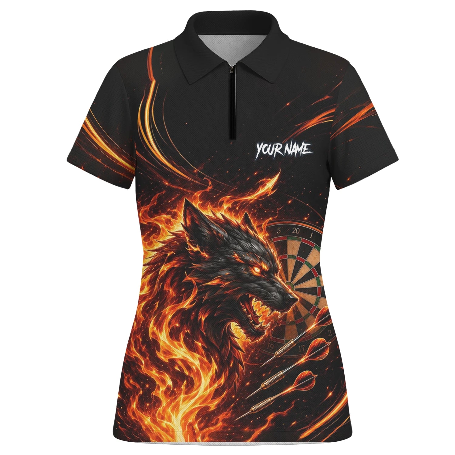Personalisiertes Flammenwolf Dart Poloshirt für Damen W521