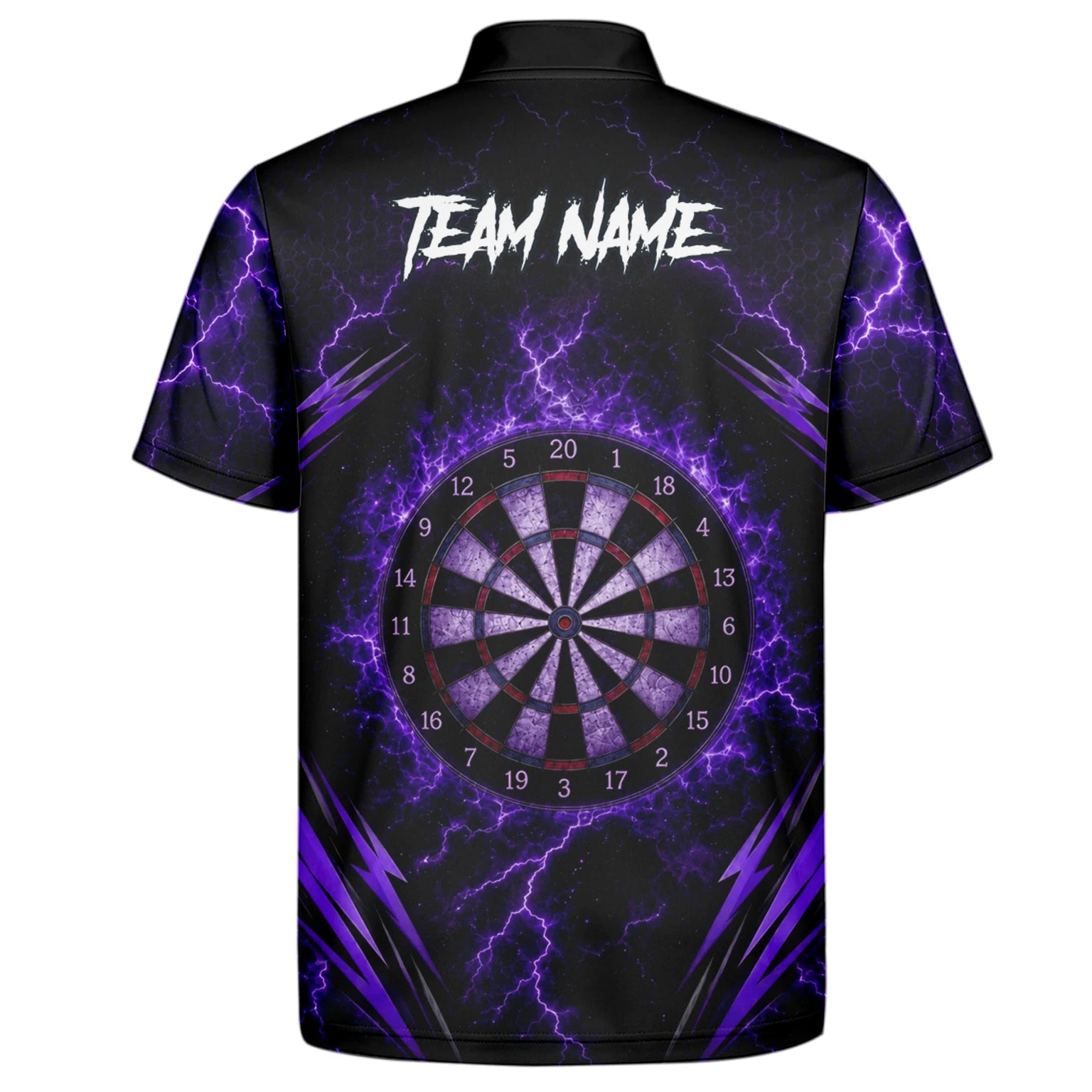 Personalisiertes Schwarz-lila Skeletthand-Dartshirt für Herren H822