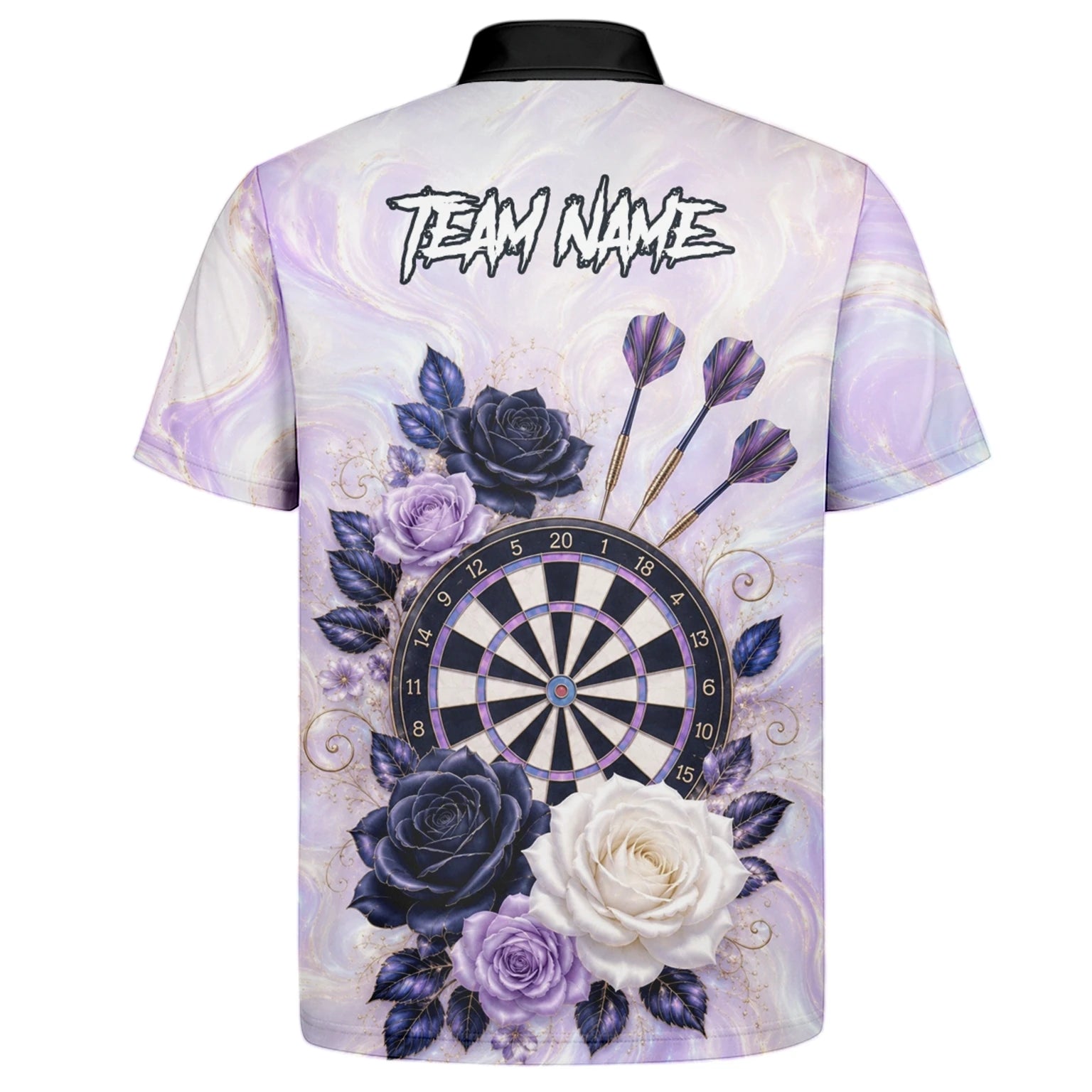 Personalisiertes Lila Marmor-Rosen Dart Poloshirt für Herren S206