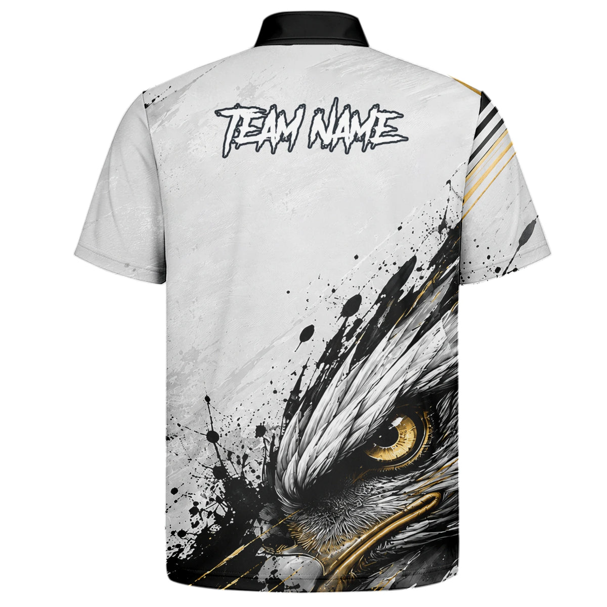 Personalisiertes Dartshirt mit weiß-schwarz-goldenem Weißkopfseeadler für Herren S805