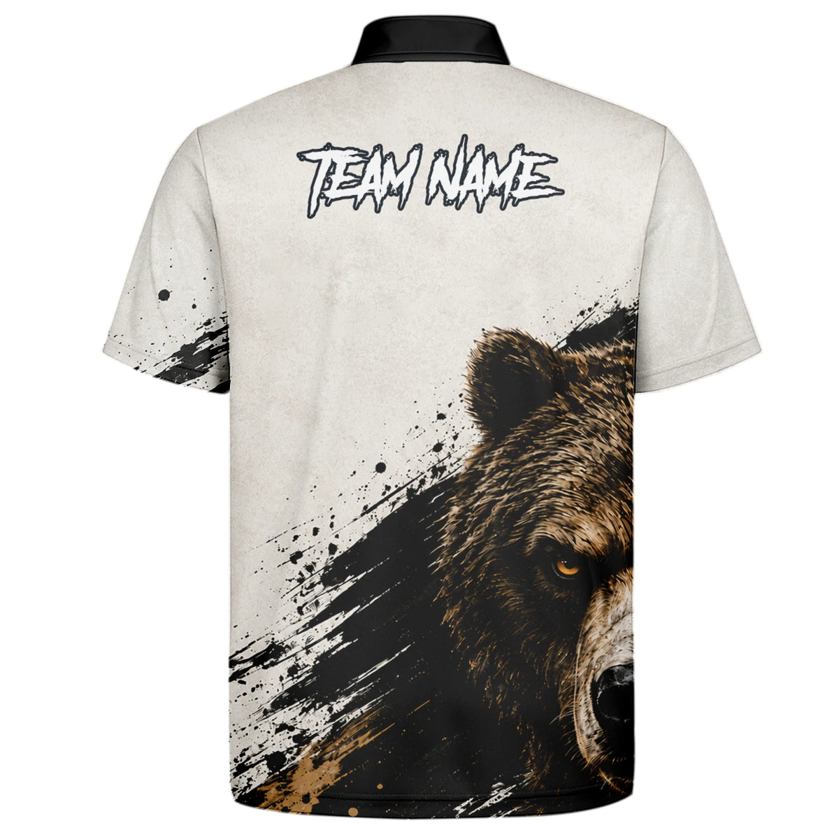Personalisiertes Dartshirt mit weiß-schwarz-braunem Bären für Herren F926