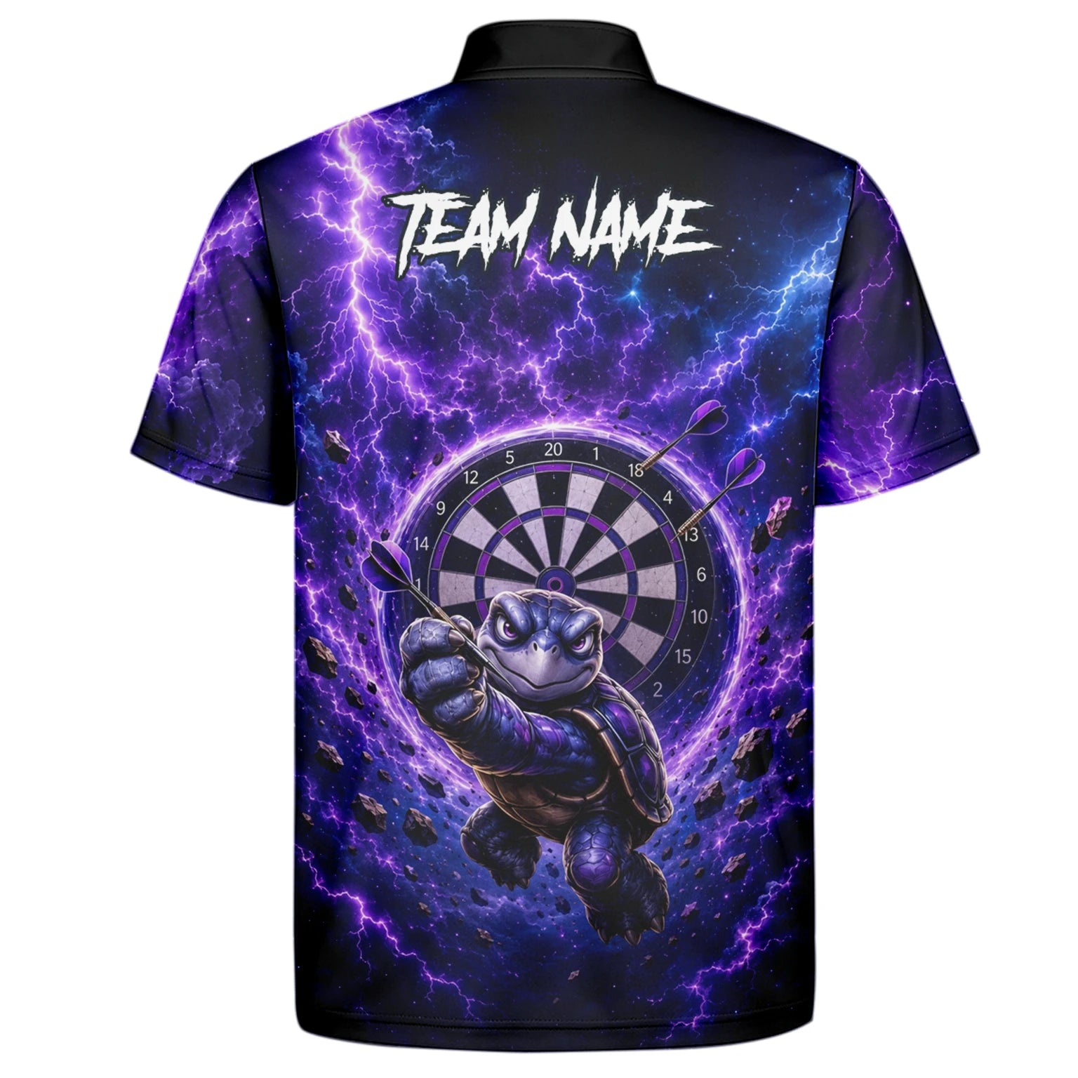 Personalisiertes Lila-schwarzes Schildkröten-Dartshirt für Herren F796