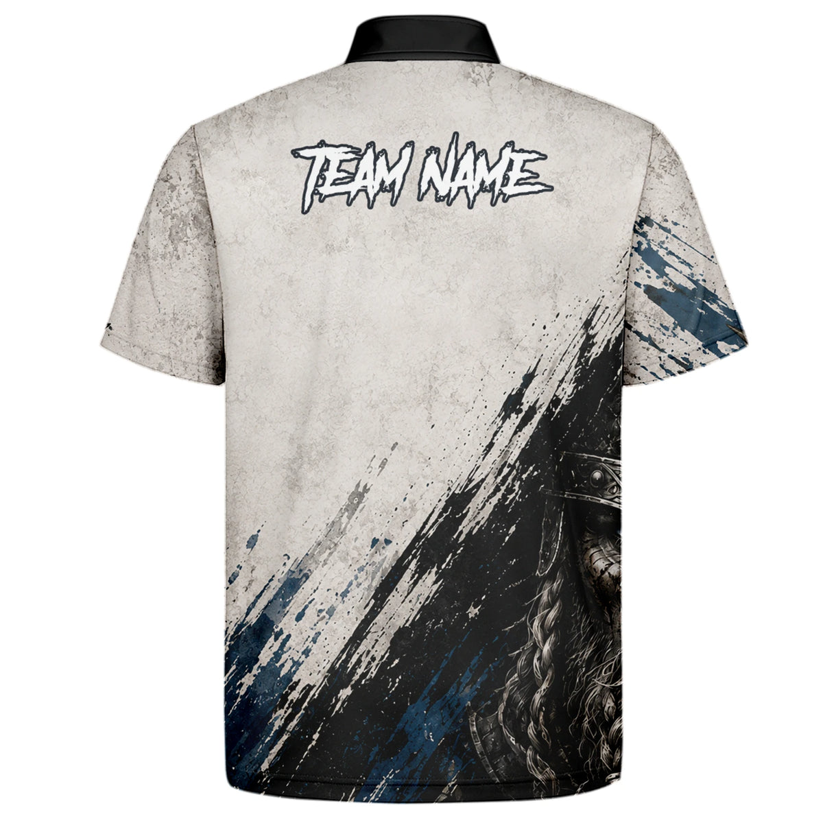 Personalisiertes Dartshirt mit weiß-schwarz-blauem Wikinger für Herren U843