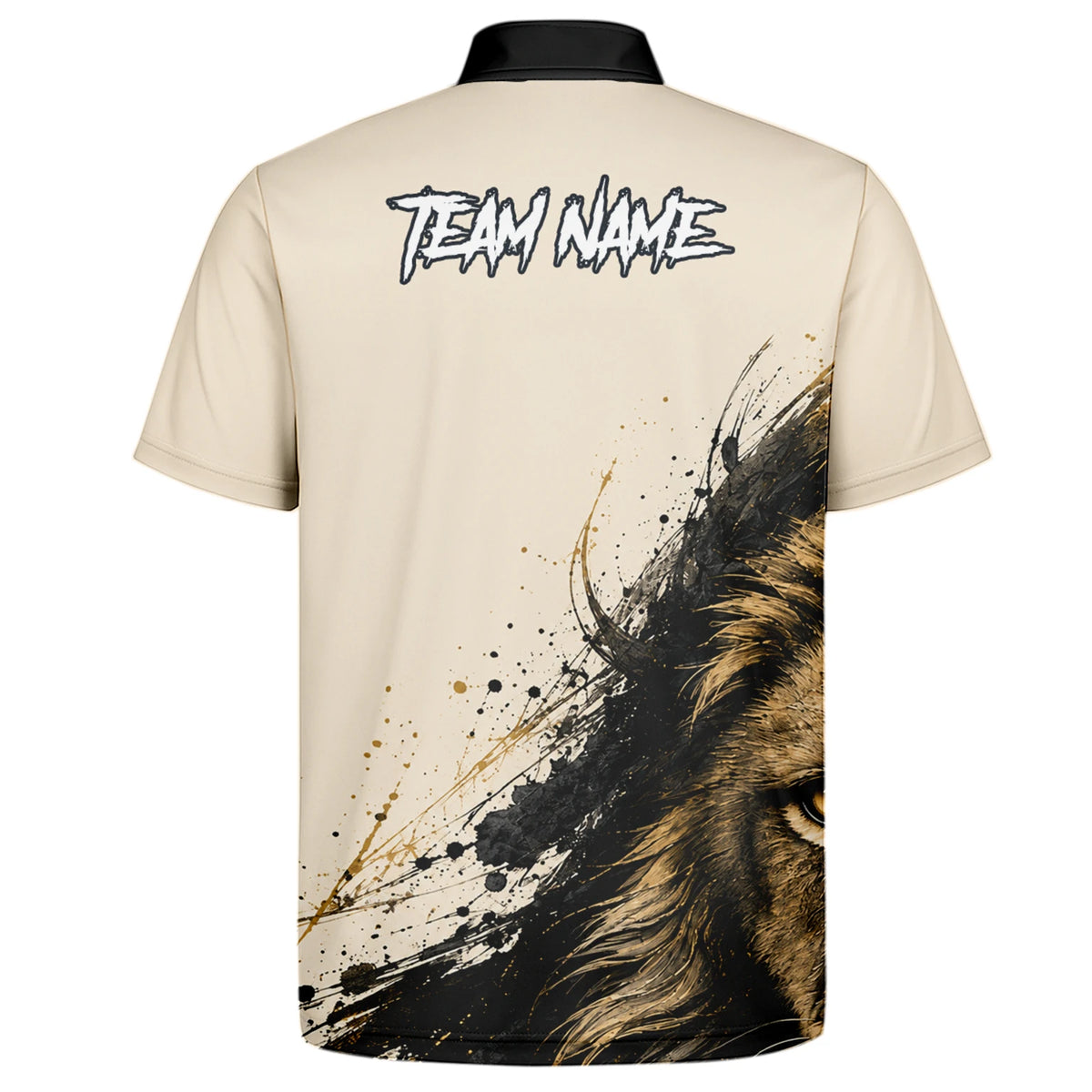 Personalisiertes Dartshirt mit creme-schwarz-goldenem Löwen für Herren Q209