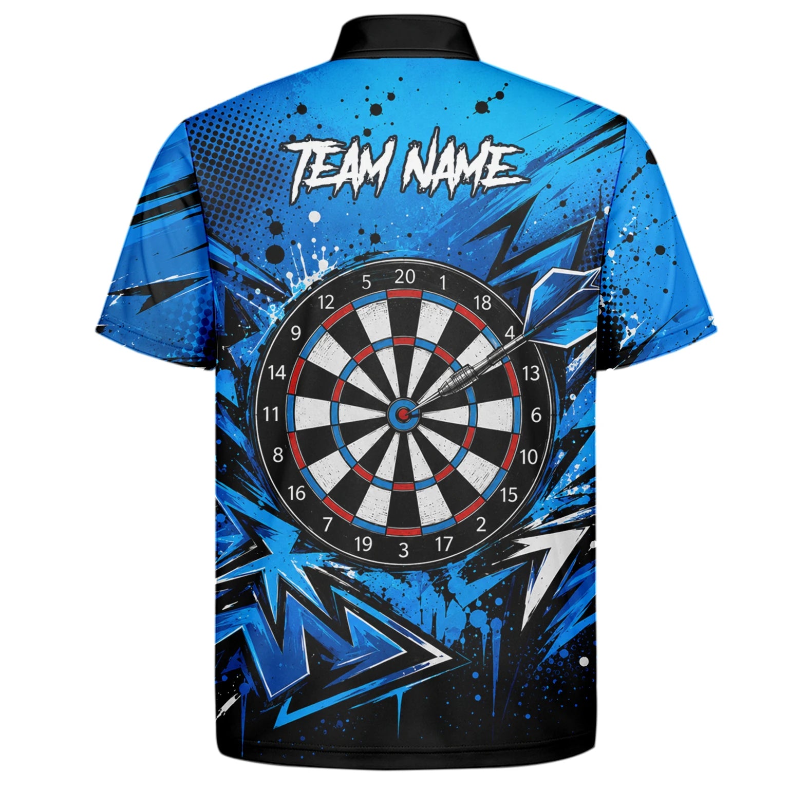 Personalisiertes Blau-schwarzes Bulldoggen-Dartshirt für Herren D529