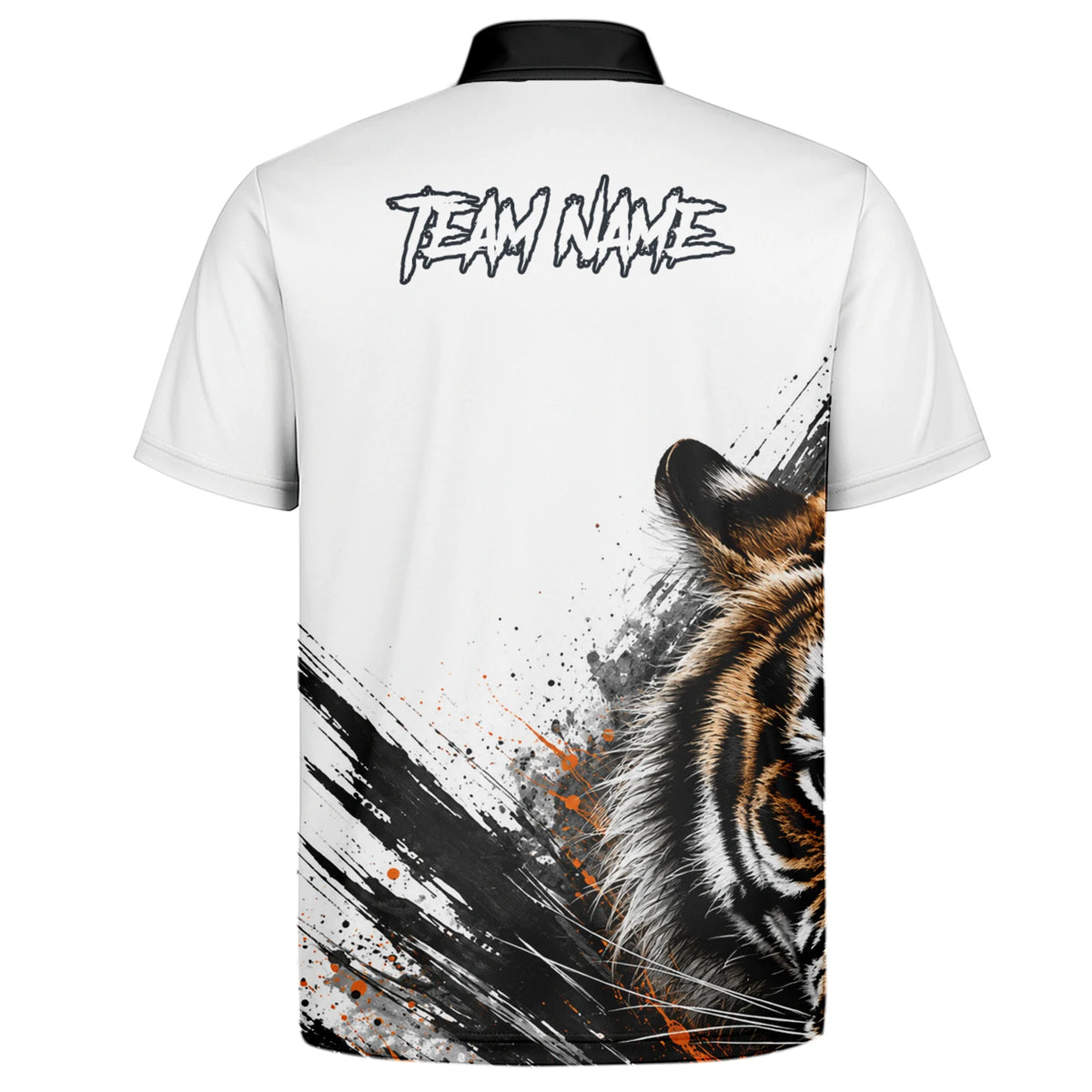 Personalisiertes Dartshirt mit weiß-schwarz-orangenem Tiger für Herren N832