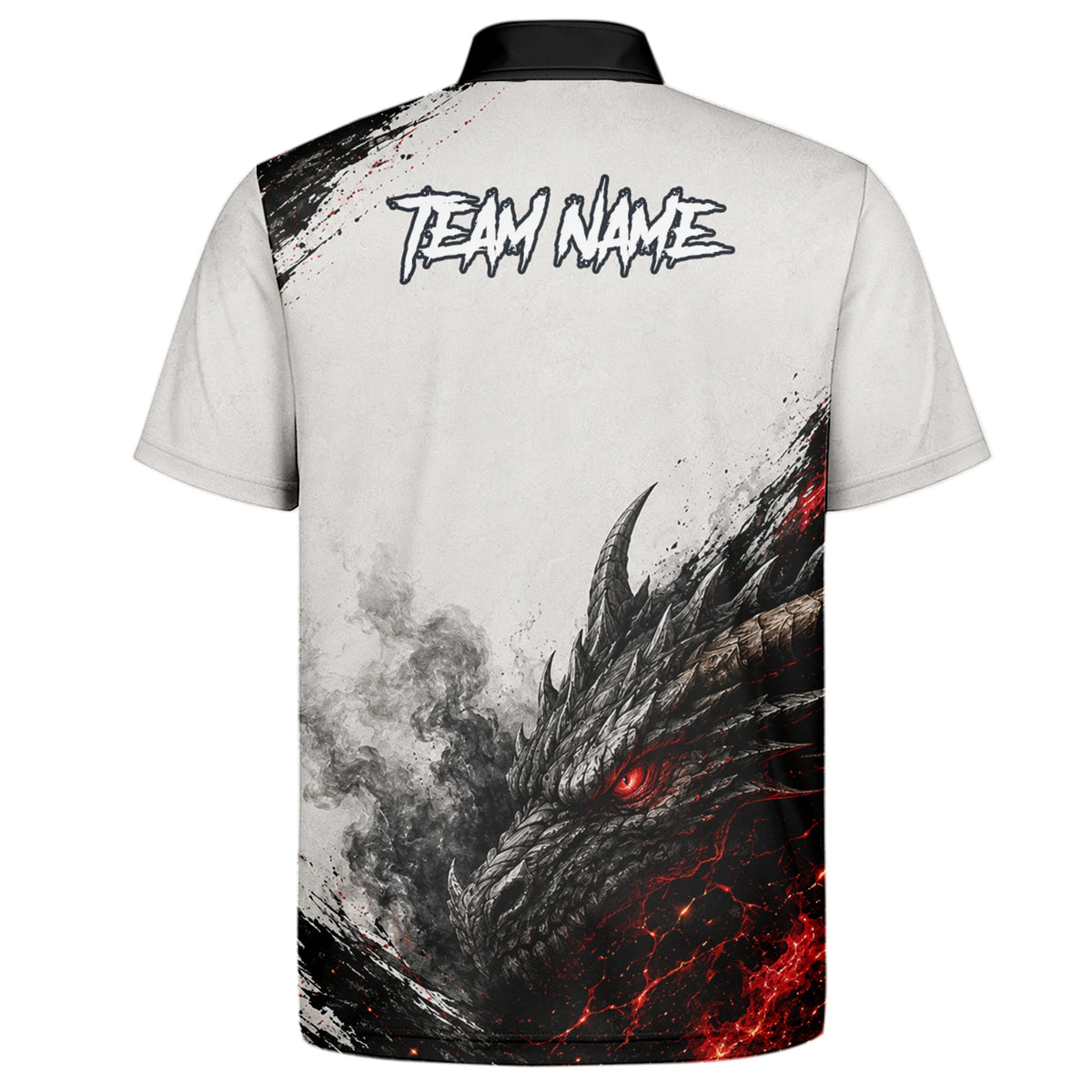Personalisiertes Dartshirt mit weiß-schwarz-rotem Drachen für Herren Z061