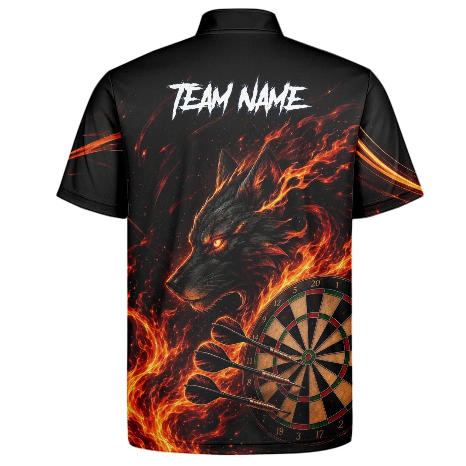 Personalisiertes Flammenwolf Dart Poloshirt für Herren W521