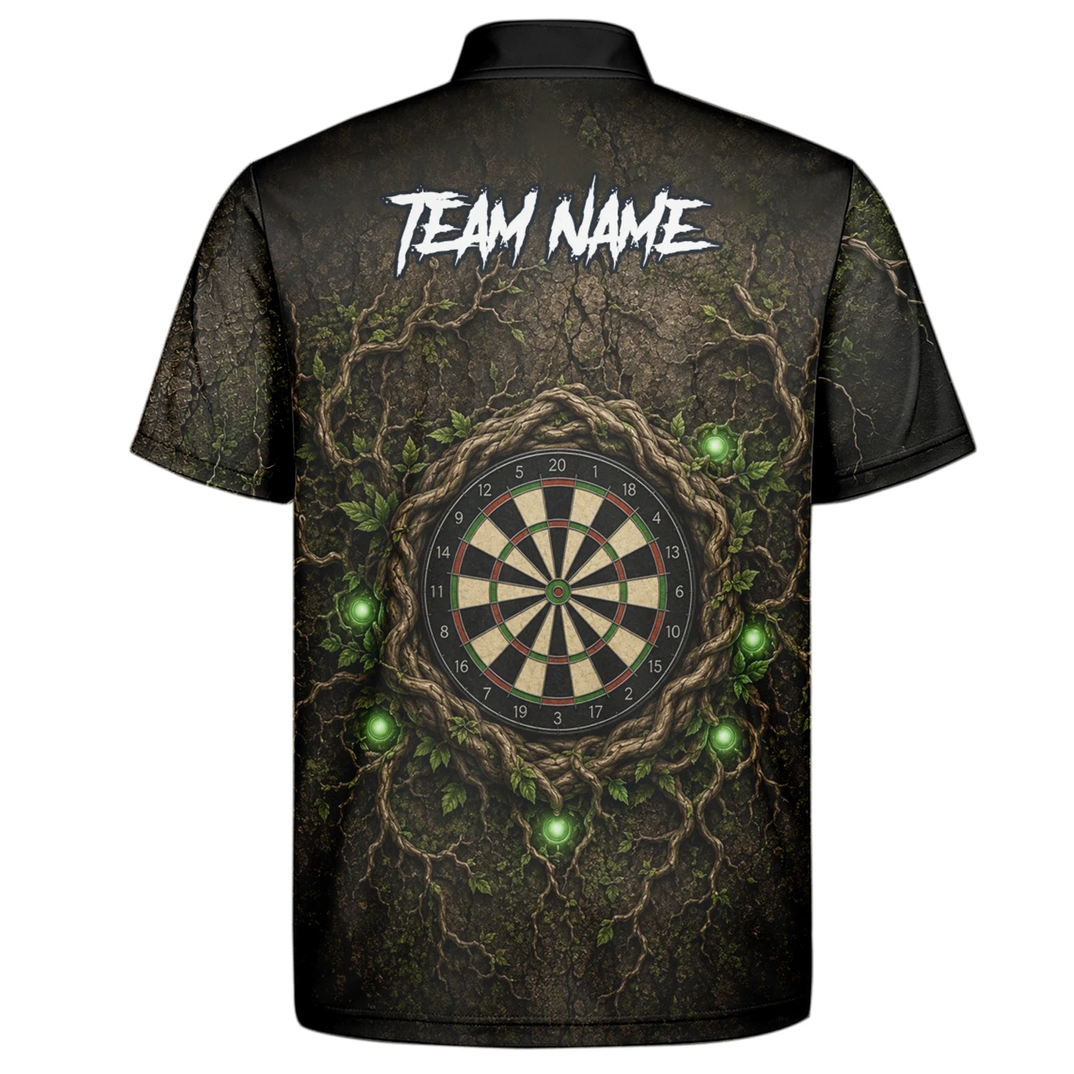 Personalisiertes Dunkelgrünes Baumwesen-Dartboard Dartshirt für Herren C913