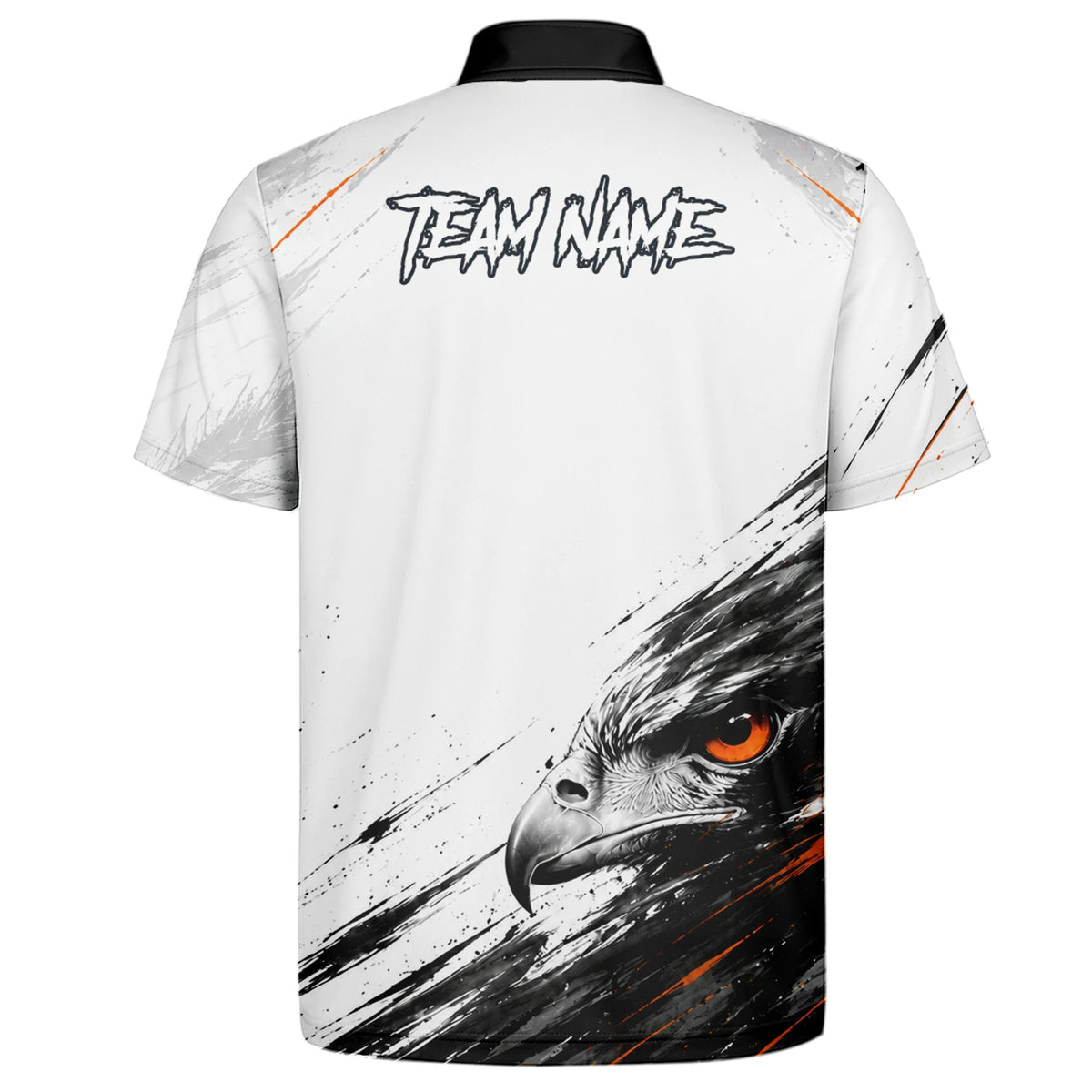 Personalisiertes Dartshirt mit weiß-schwarz-orangenem Adler für Herren V695