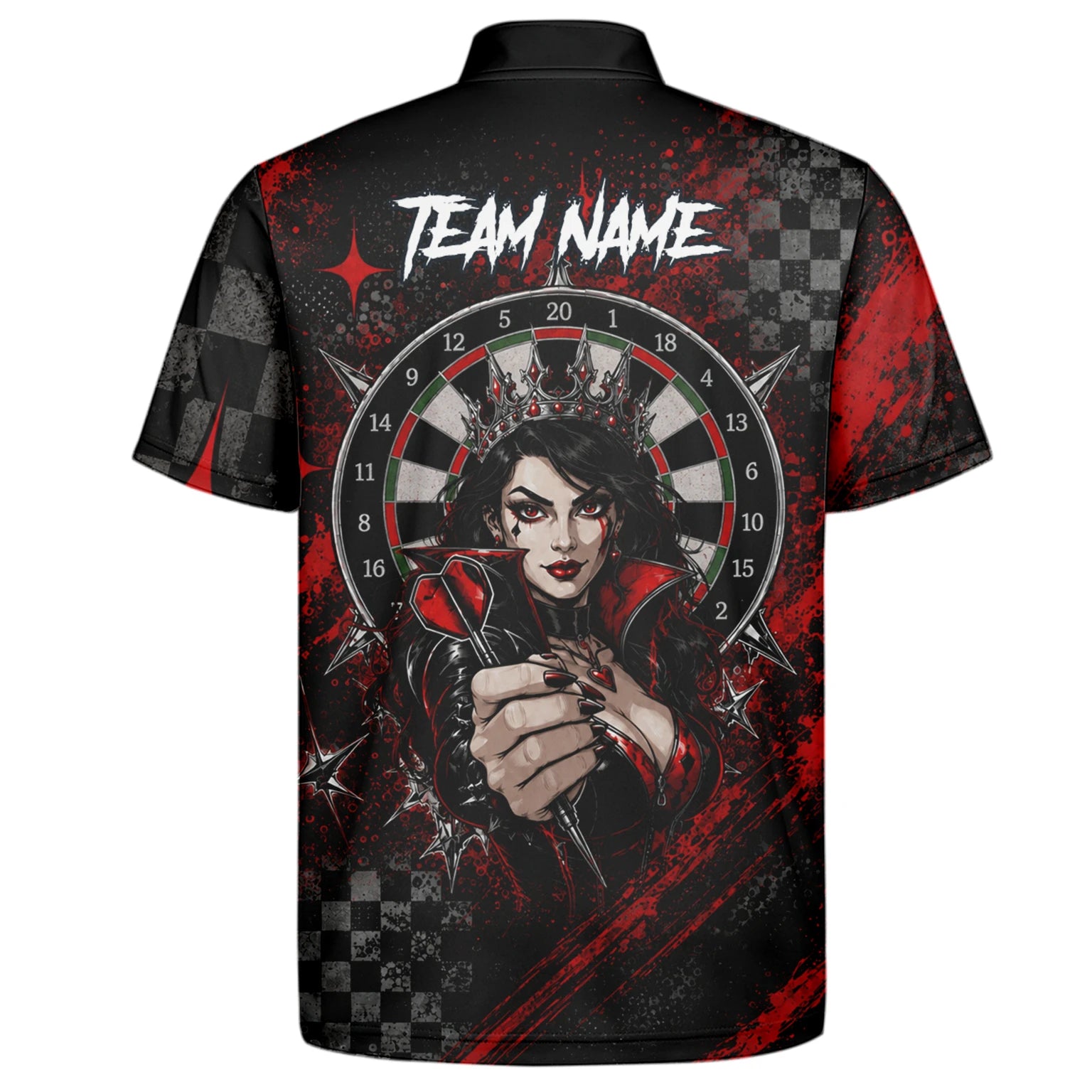 Personalisiertes Schwarz-rotes Herz-Dame-Dartshirt für Herren R803