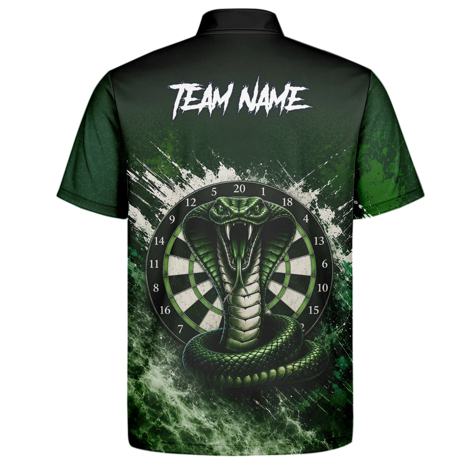 Personalisiertes Grün-schwarzes Kobra-Dartboard Dartshirt für Herren M244