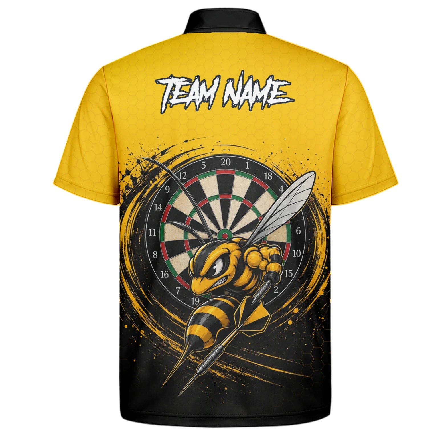 Personalisiertes Gelb-schwarzes Wespen-Dartshirt für Herren F032