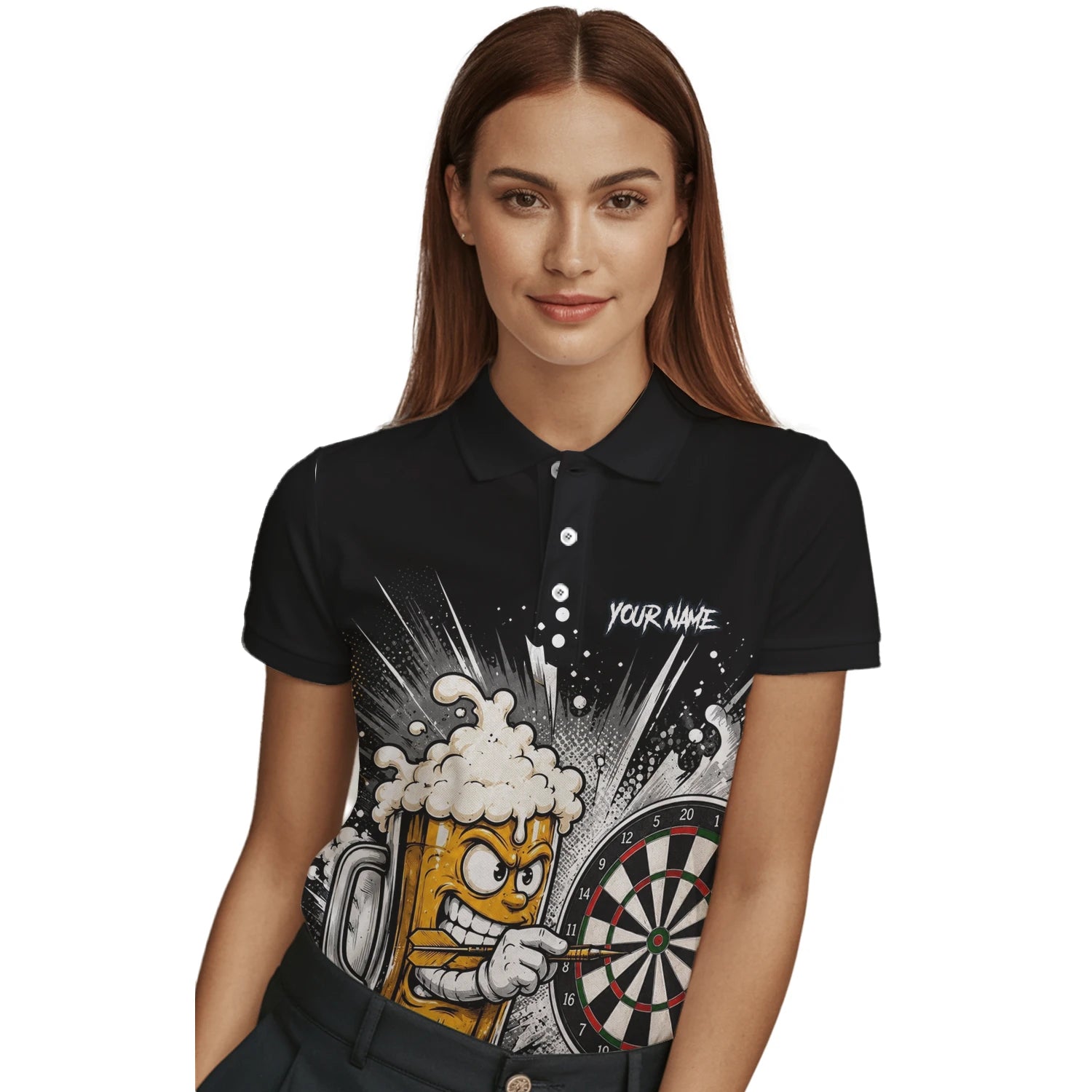 Personalisiertes Bierkrug Dart Poloshirt für Damen S555