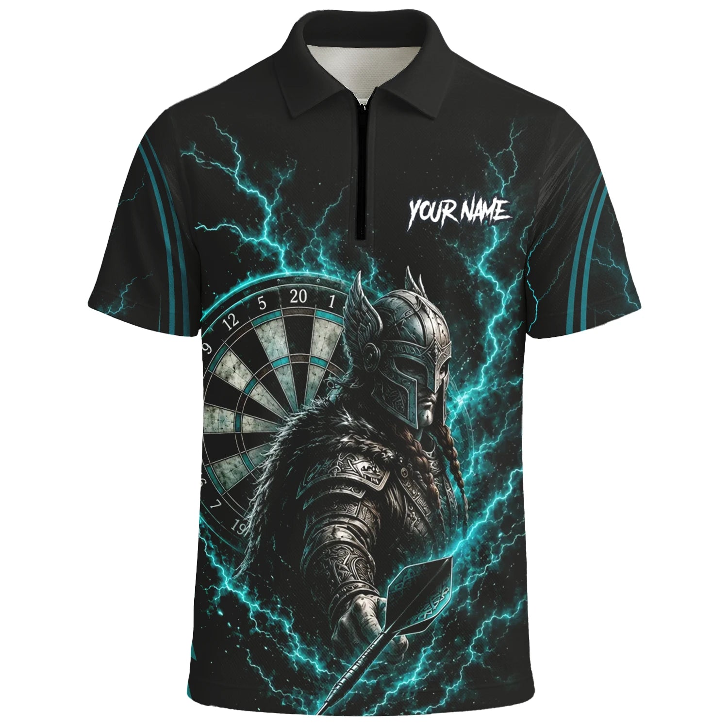 Personalisiertes Türkises Wikinger-Blitz Dart Poloshirt für Herren O328