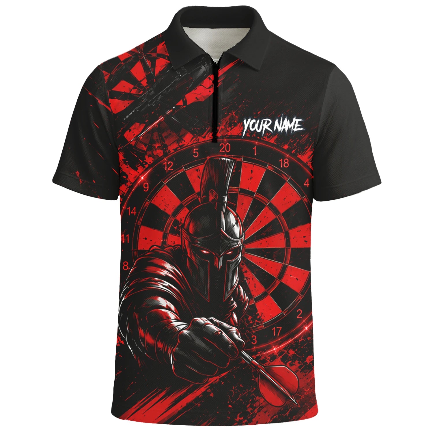 Personalisiertes Rot-schwarzes Spartaner Dart Poloshirt für Herren W276