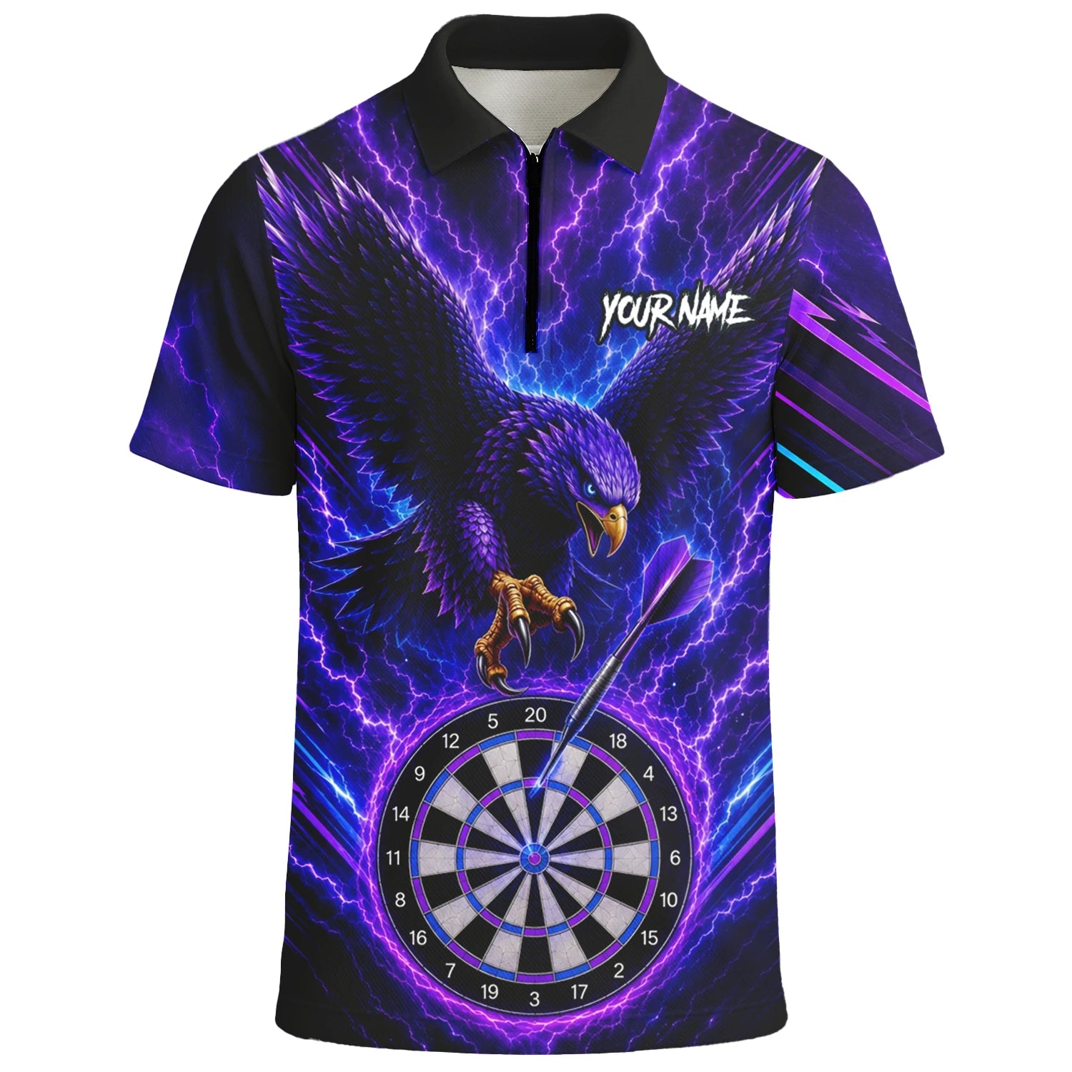 Personalisiertes Lila Adler-Blitz Dart Poloshirt für Herren U478