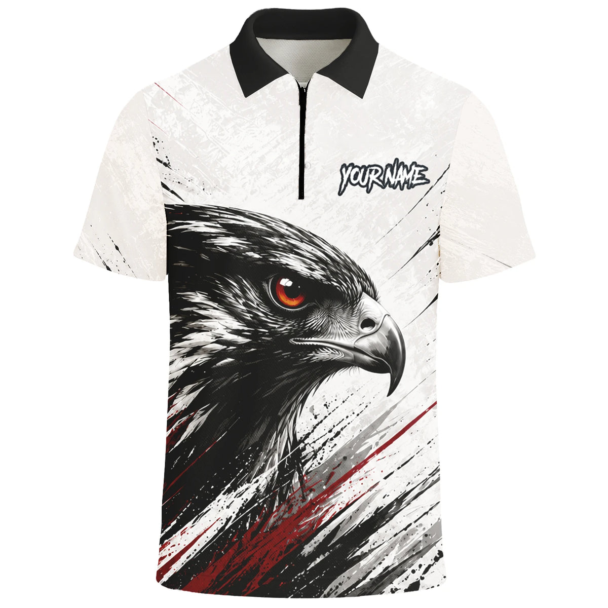 Personalisiertes Dartshirt mit weiß-schwarz-rotem Adler für Herren Z577