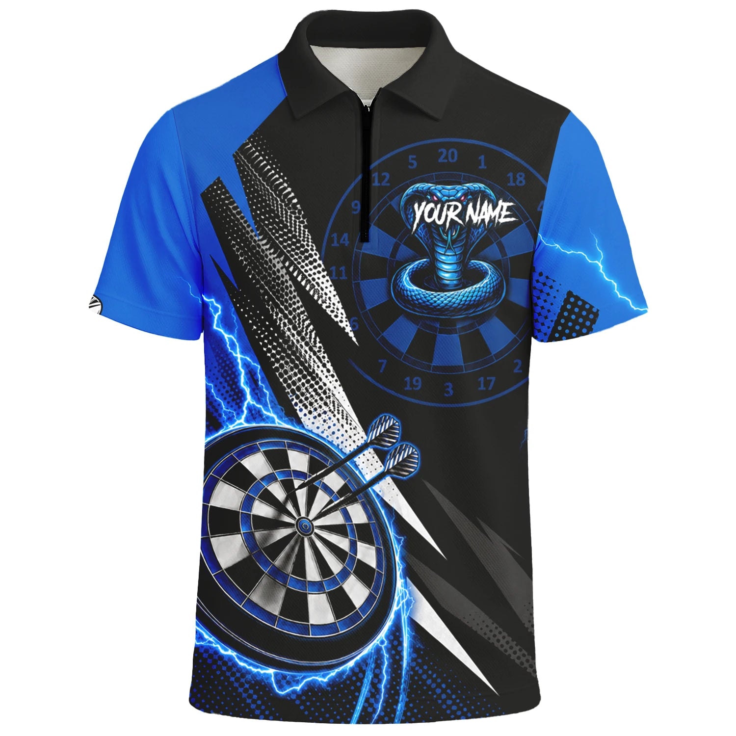Personalisiertes Blaues Kobra-Blitz Dart Poloshirt für Herren S015
