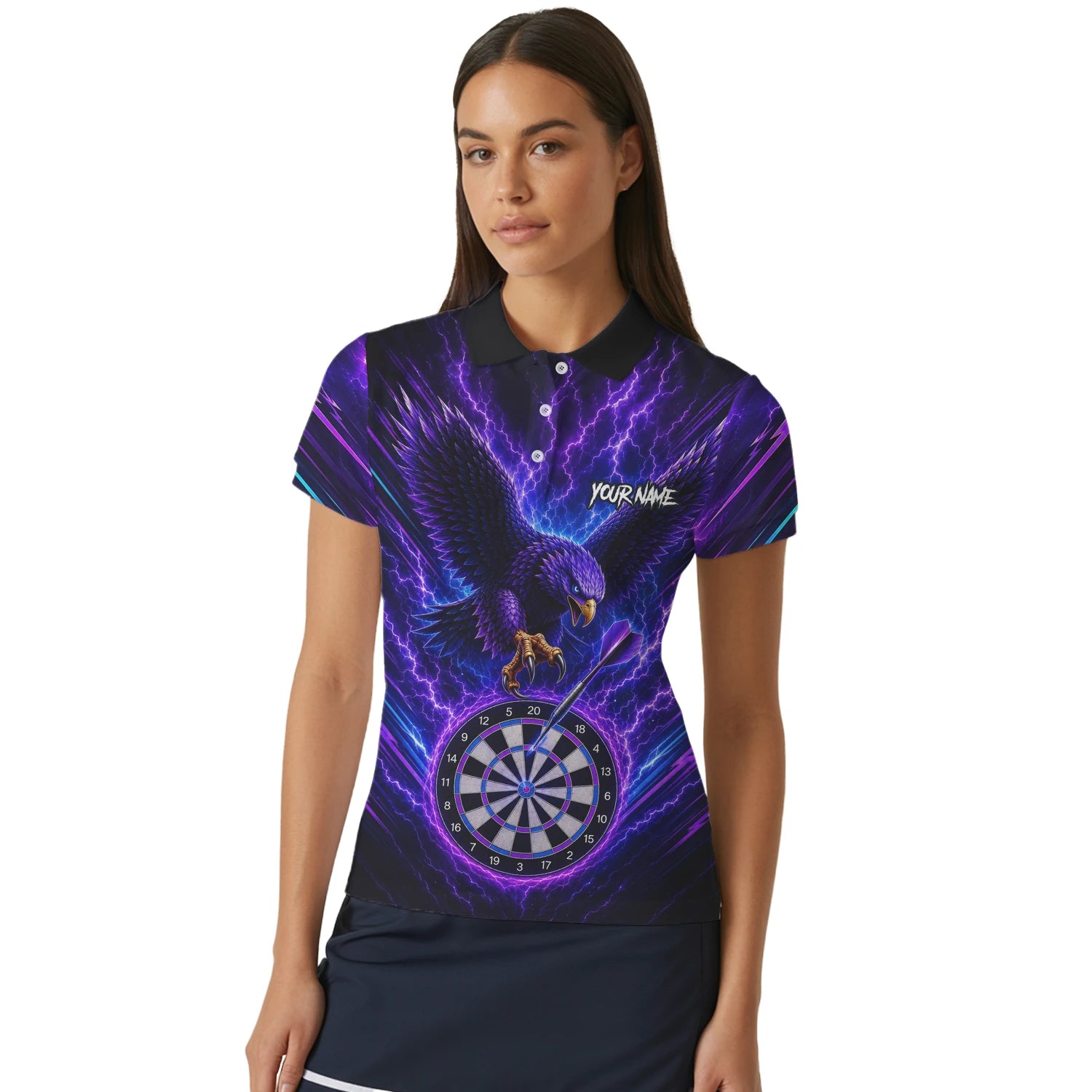Personalisiertes Lila Adler-Blitz Dart Poloshirt für Damen U478