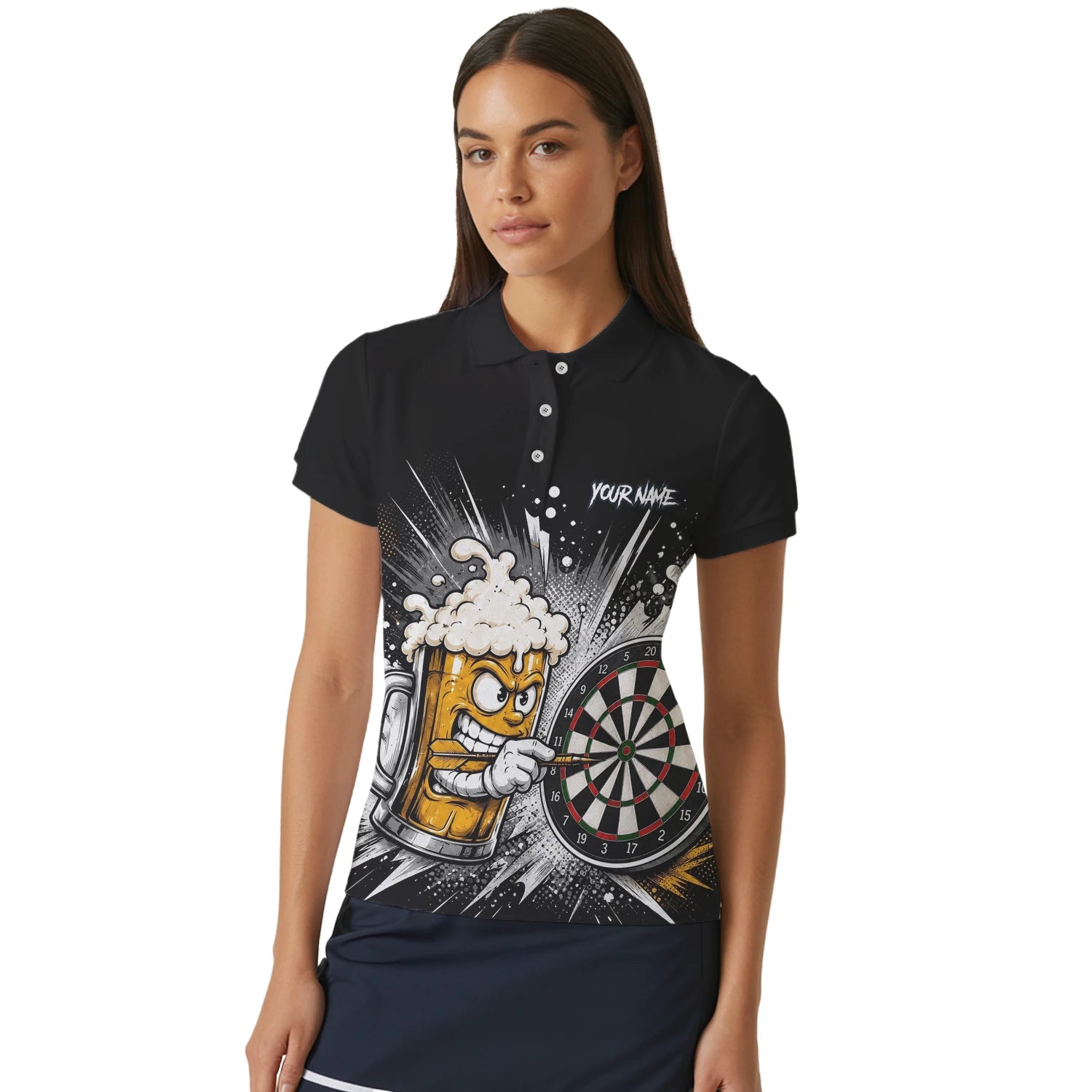 Personalisiertes Bierkrug Dart Poloshirt für Damen S555