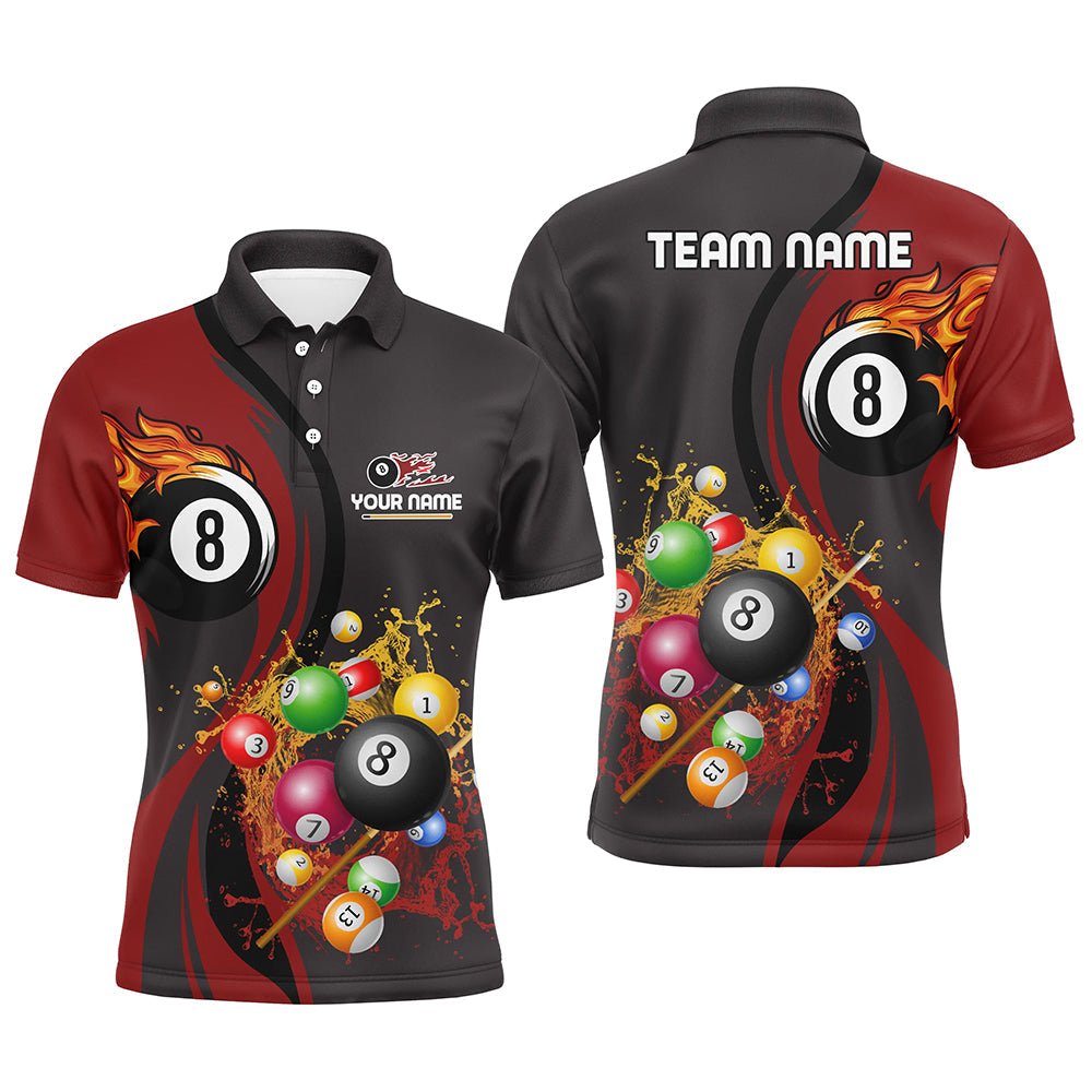 8 - Ball Flammen Billard Polo - Shirt V0257 für Herren - Outfitsuche