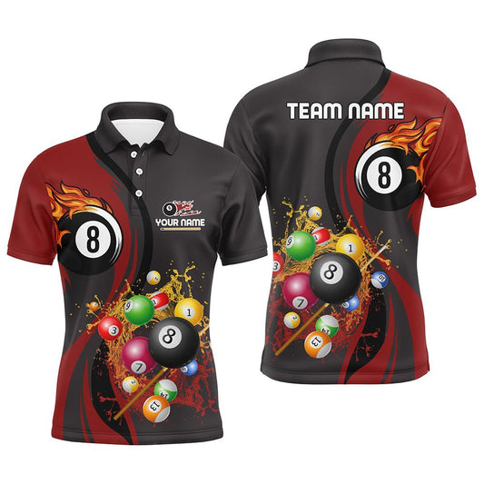 8 - Ball Flammen Billard Polo - Shirt V0257 für Herren - Outfitsuche