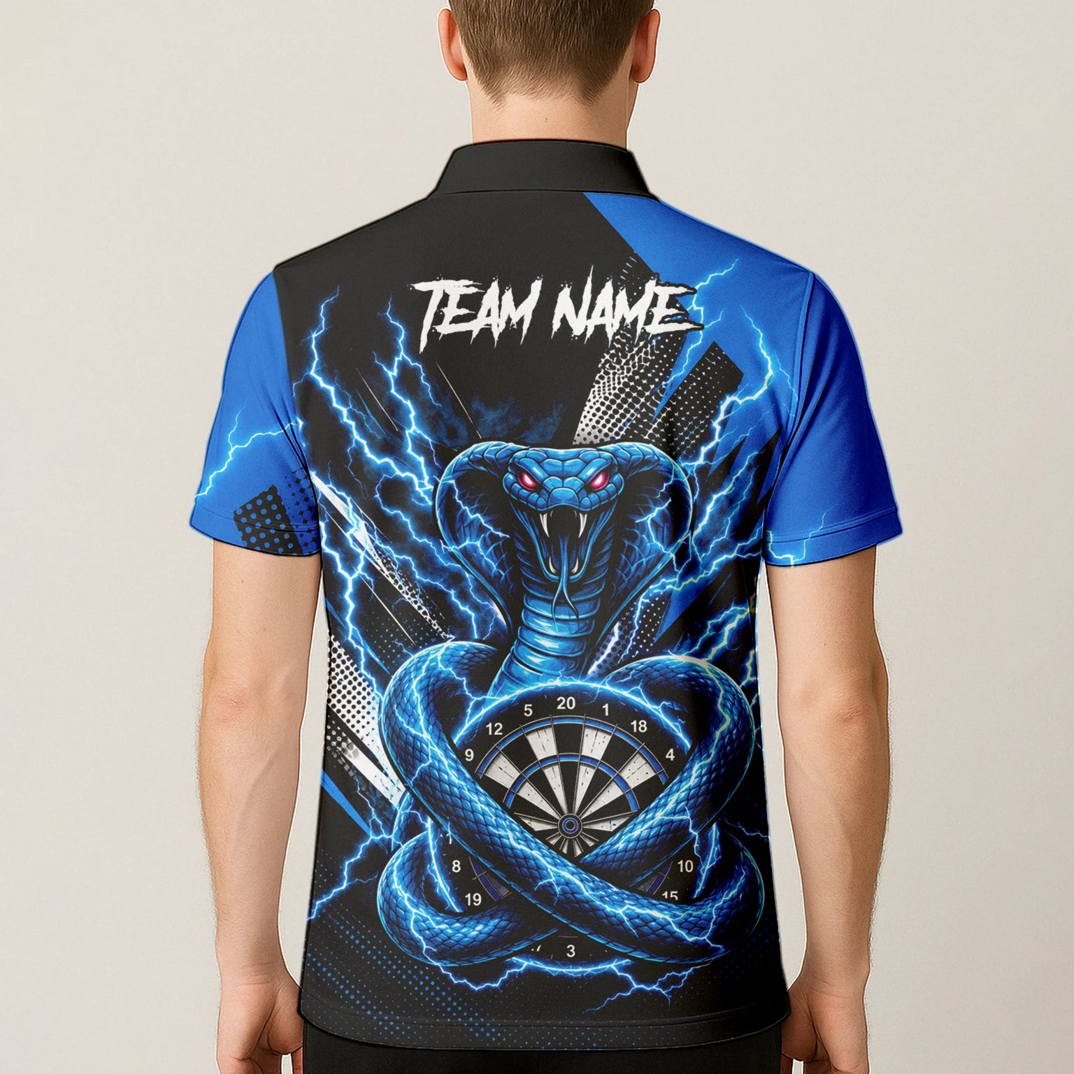 Personalisiertes Blaues Kobra-Blitz Dart Poloshirt für Herren S015