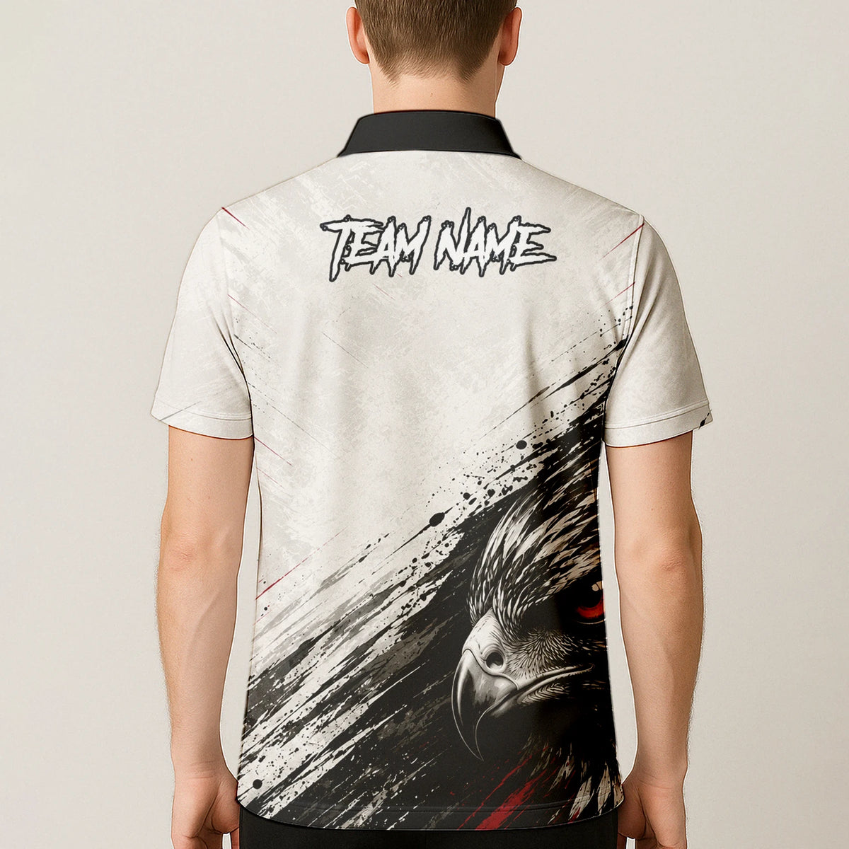 Personalisiertes Dartshirt mit weiß-schwarz-rotem Adler für Herren Z577