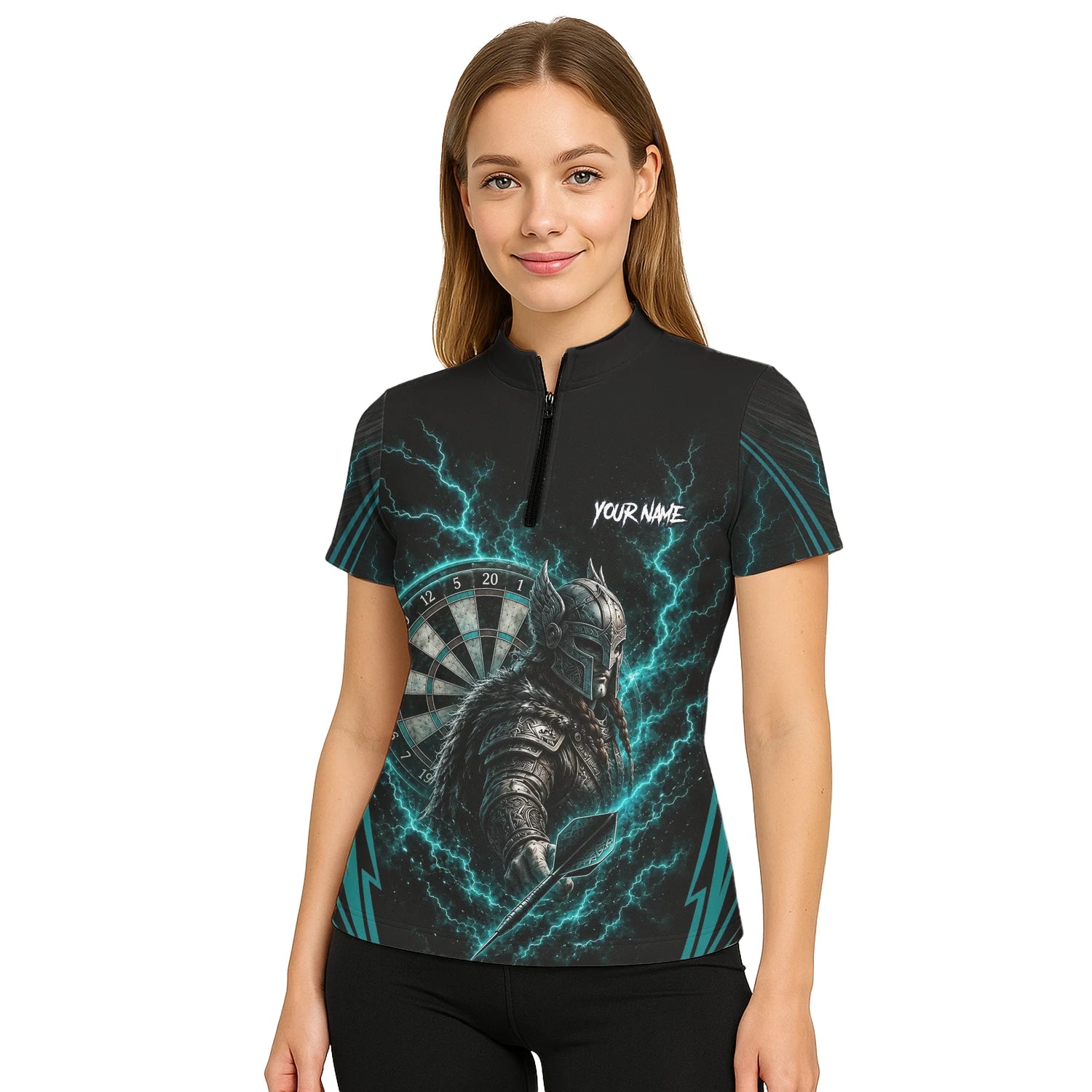 Personalisiertes Türkises Wikinger-Blitz Dart Poloshirt für Damen O328