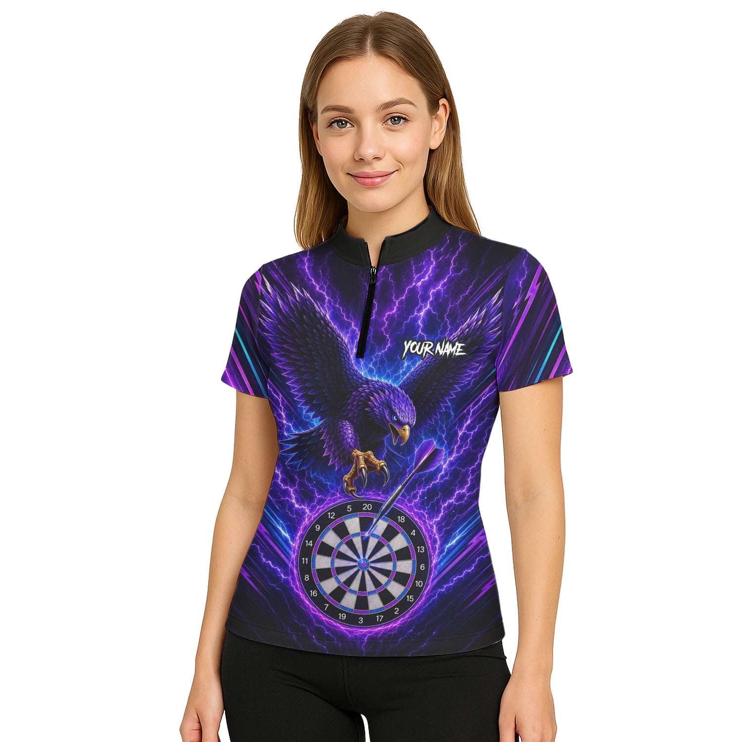 Personalisiertes Lila Adler-Blitz Dart Poloshirt für Damen U478