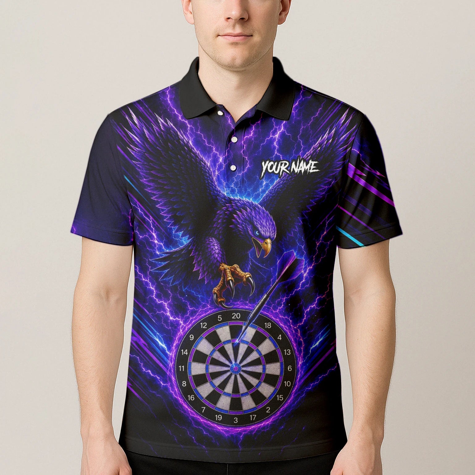 Personalisiertes Lila Adler-Blitz Dart Poloshirt für Herren U478