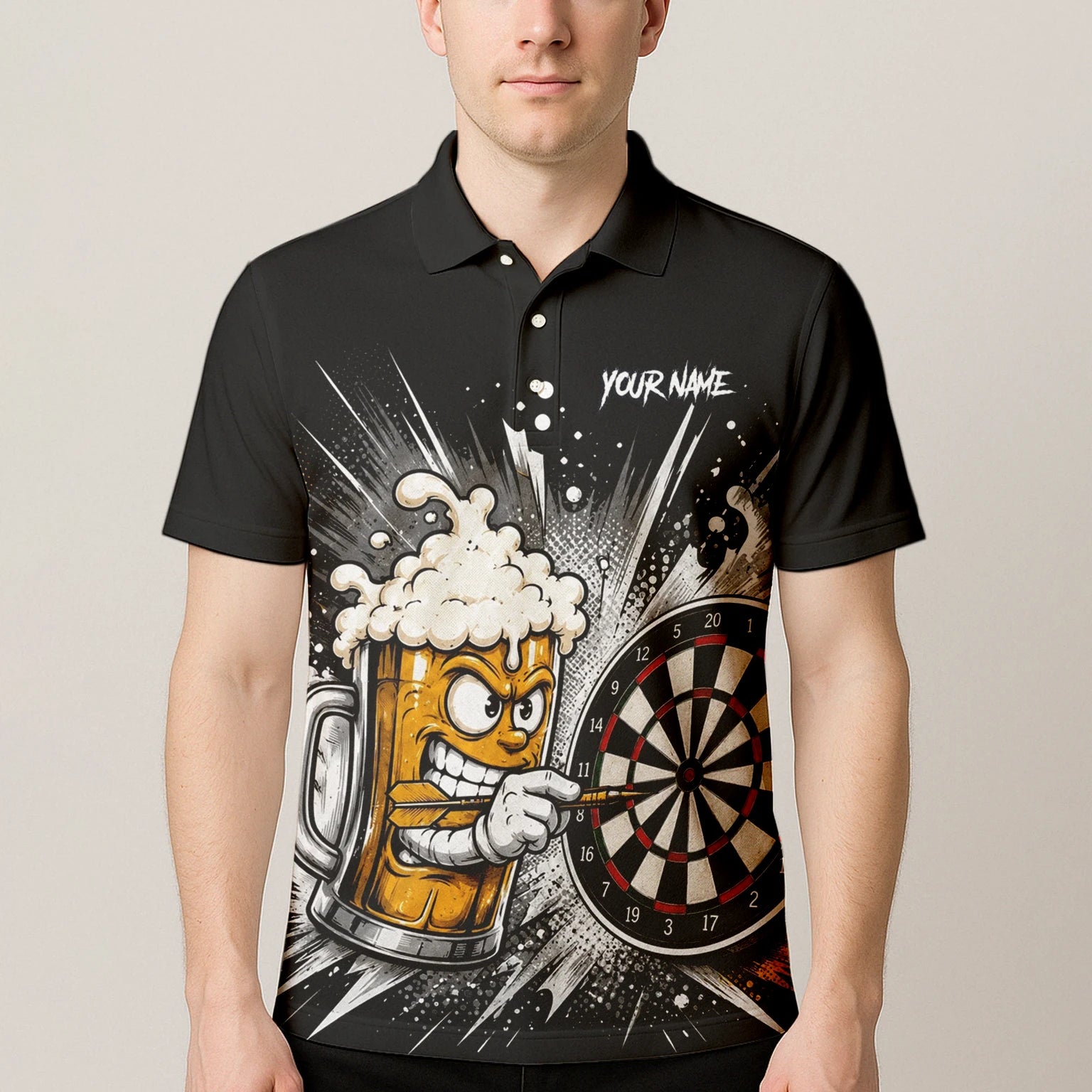 Personalisiertes Bierkrug Dart Poloshirt für Herren S555