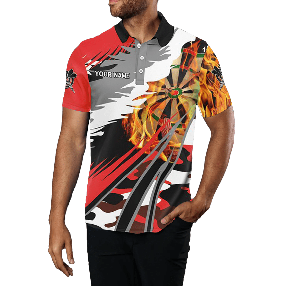 Benutzerdefiniertes 3D - Feuer - Dartboard Herren - Polo - Shirt T1195 - Outfitsuche