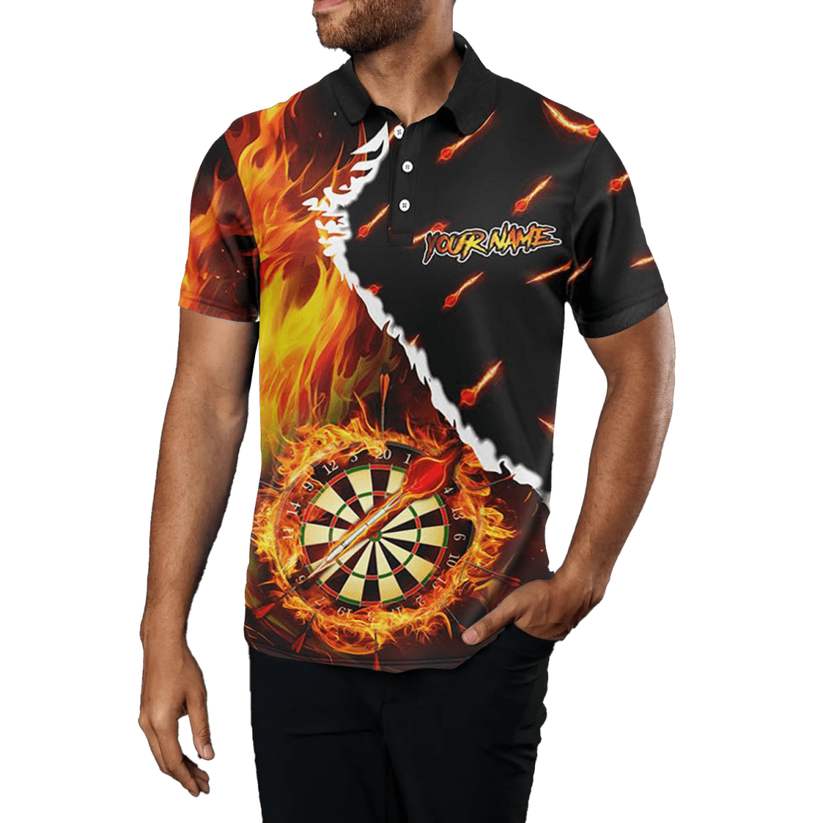 Benutzerdefiniertes Herren Feuerflamme Darts Board Polo Trikot T1819 - Outfitsuche