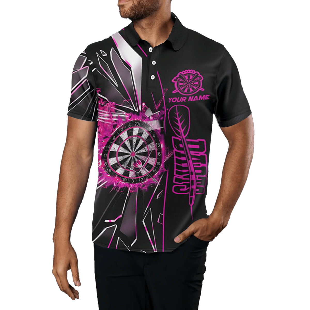 Benutzerdefiniertes Pinkes Break - Glas Darts Polo Herren T1999 - Outfitsuche