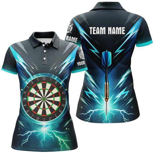 Blau Blitz Damen Darts Polo Shirt | Personalisiertes Darts Shirt für Frauen | Dart Trikot | Hochwertiges Material | L1370 - Outfitsuche