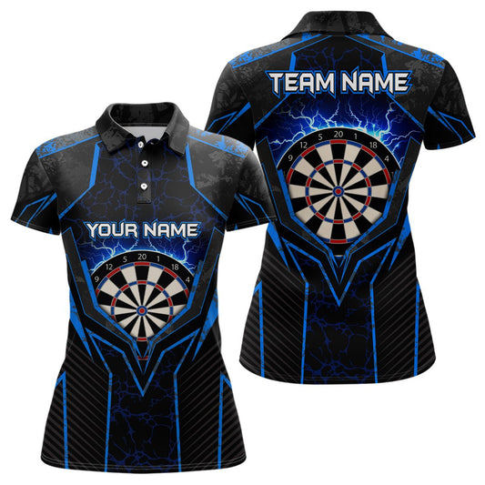 Blau Blitz Damen Darts Polo Shirt | Personalisiertes Darts Shirt für Frauen | Dart Trikot | Hochwertiges Material | L1398 - Outfitsuche