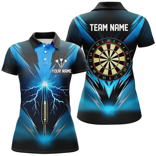 Blau Donner Blitz Damen Darts Polo Shirt | Personalisierte Dartshirts für Frauen | Dart Trikots | L1373 - Outfitsuche