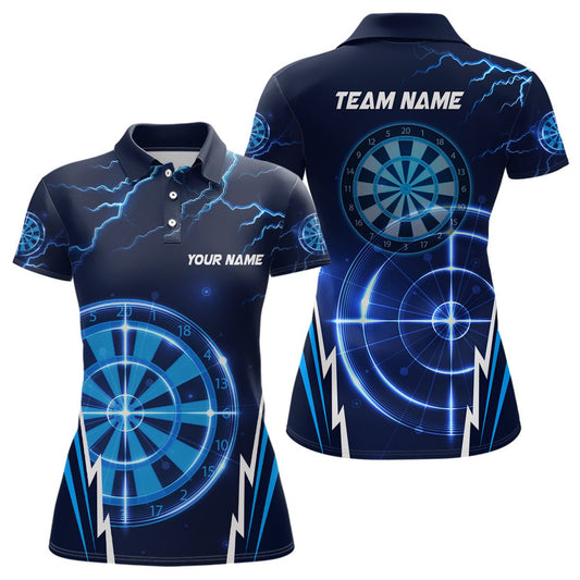 Blau Donner Blitz Damen Darts Polo Shirt | Personalisierte Dartshirts für Frauen | Dart Trikots | L1410 - Outfitsuche