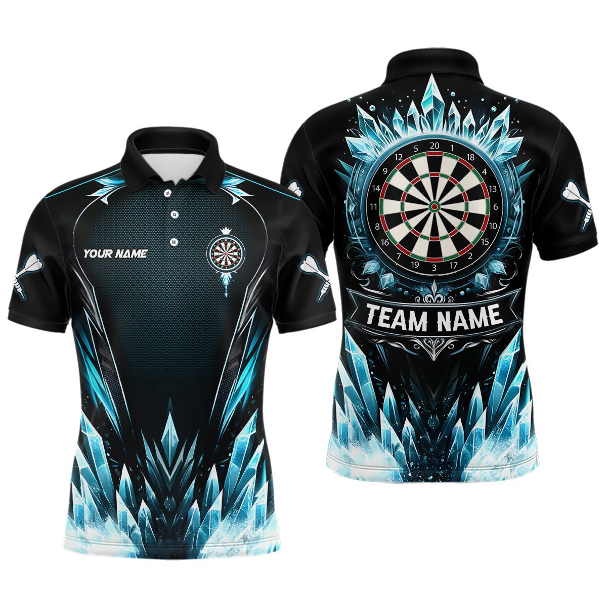 Blau Eis Dartboard Herren Darts Polo Shirt - Coole Darts Shirt für Männer - Personalisierte Dart Trikots L1241 - Outfitsuche