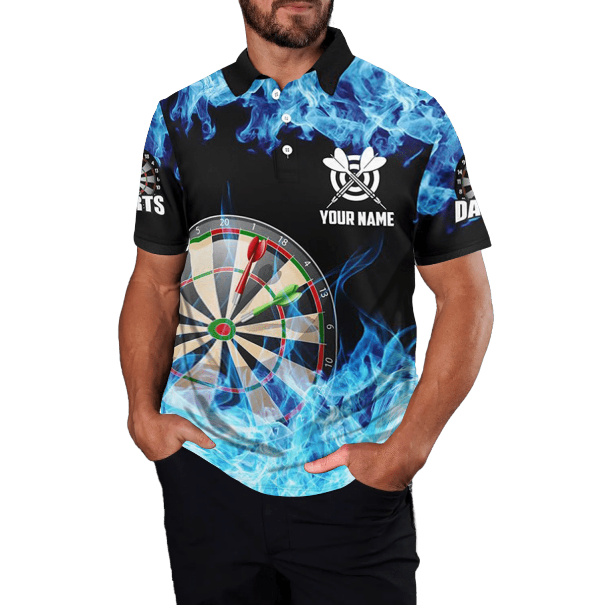 Blau Feuer Dartboard Herren Polo Shirt T1227 - Outfitsuche