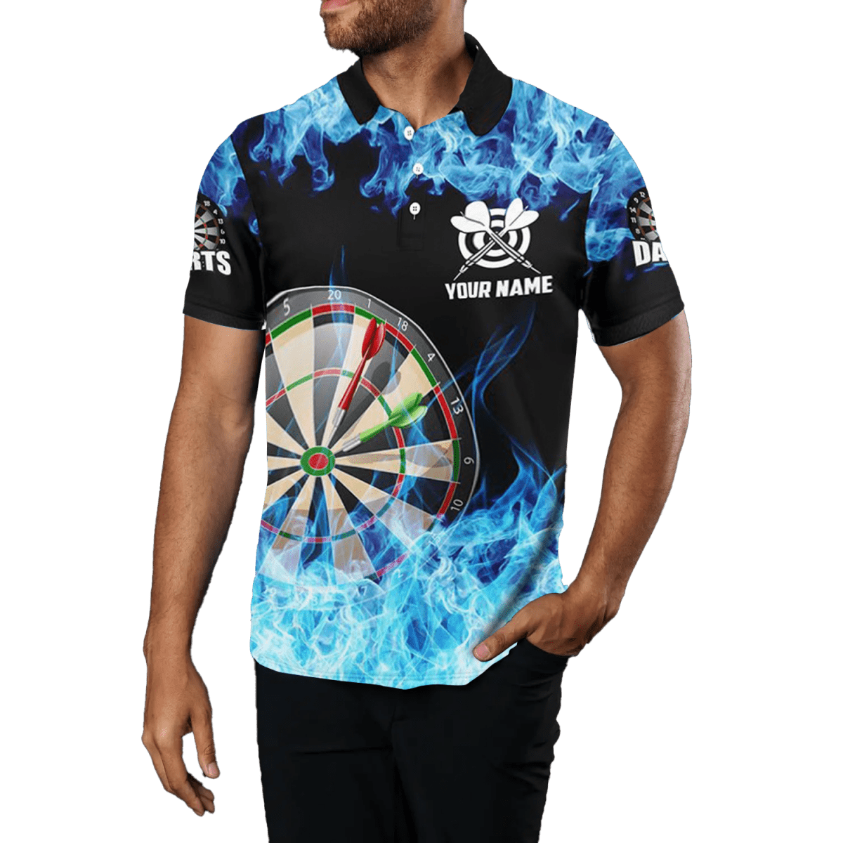 Blau Feuer Dartboard Herren Polo Shirt T1227 - Outfitsuche