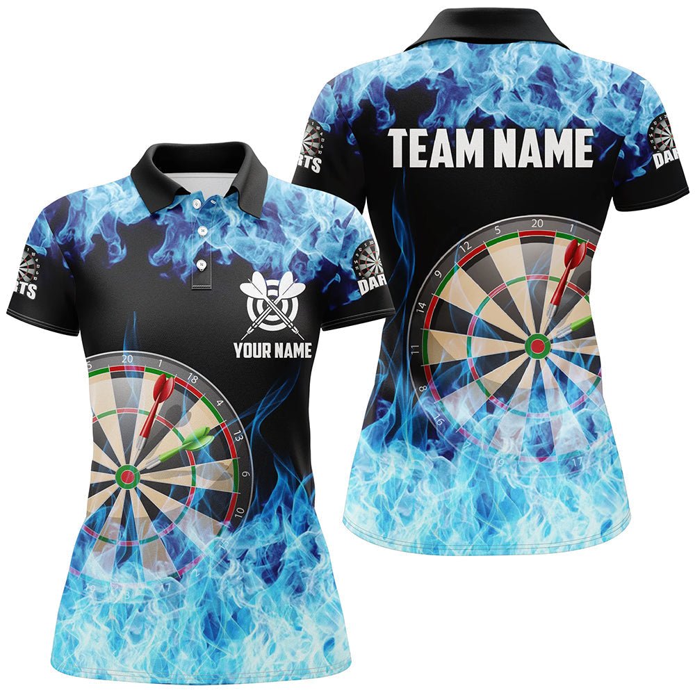 Blau Feuer Flamme Dartboard Damen Darts Polo Shirt Personalisierte Darts Shirt Für Team Dart Trikots T1227 - Outfitsuche