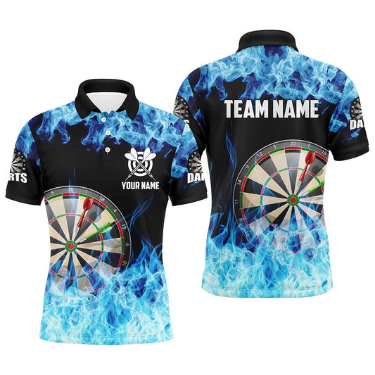 Blau Feuer Flamme Dartboard Herren Darts Polo Shirt Personalisierte Darts Hemden Für Team Dart Trikots T1227 - Outfitsuche