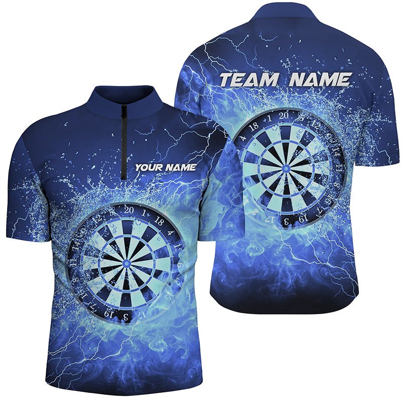 Blau Feuer & Wasser Dartboard Personalisiertes Herren Darts Viertel-Zip-Shirt Darts Trikot für Männer L1359 - Outfitsuche